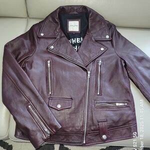 Each Other Burgundy Leather Jacket